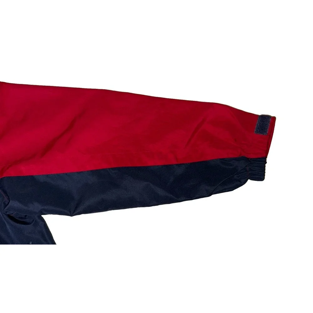 Old Navy Kids Size Large (10/12) Red Navy Blue Colorblock Hooded Windbreaker